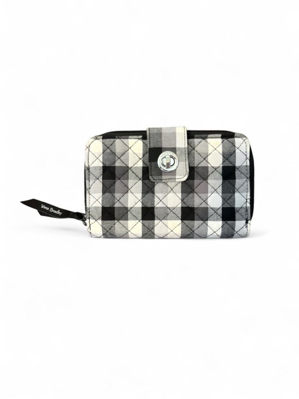 Vera Bradley Black & White Quilted RFID Turnlock Wallet
